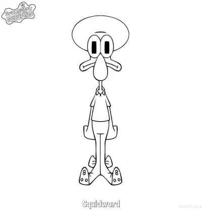 面无表情的章鱼哥 涂色页 – 免费可打印简笔画涂色画