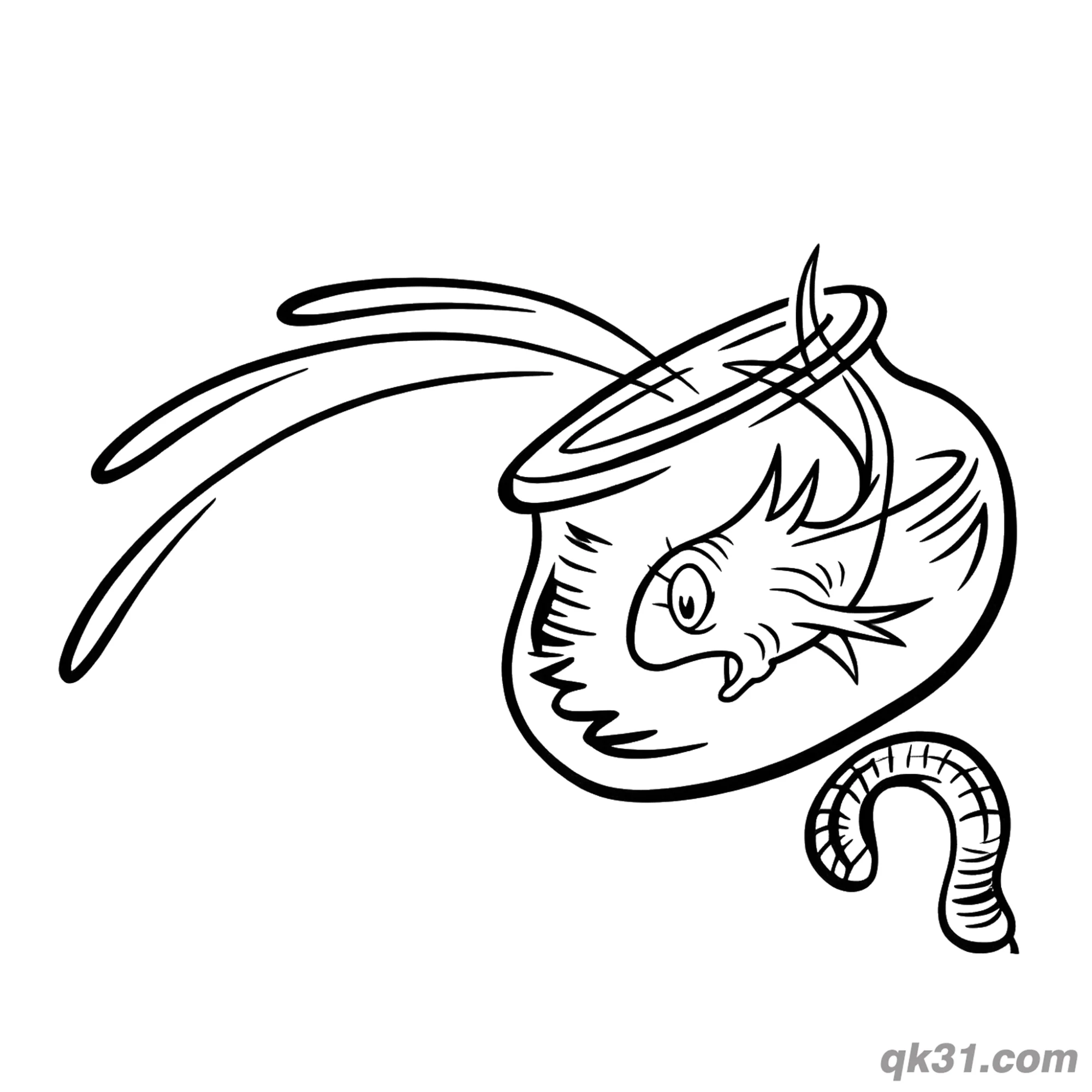 免费 鱼缸里的鱼简笔画涂色页 简笔画涂色页