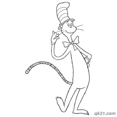 俏皮戴帽子的猫简笔画涂色页 – 免费可打印简笔画涂色画