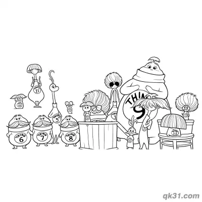 戴帽子的猫全角色涂色书页 – 免费可打印简笔画涂色画