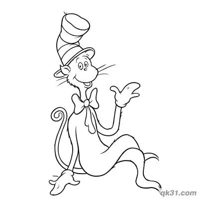 坐姿戴帽子的猫涂色活页 – 免费可打印简笔画涂色画