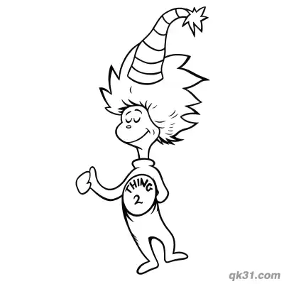 戴帽子的2号小精灵简笔画涂色页 – 免费可打印简笔画涂色画