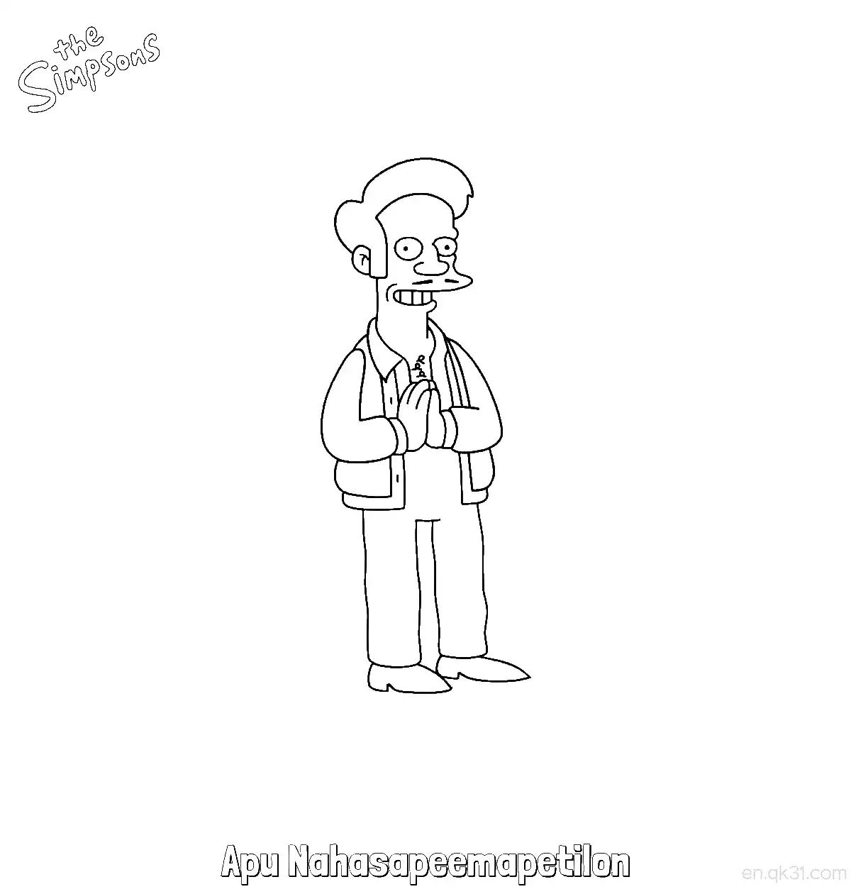 免费 阿普·纳哈萨佩马佩顿简笔画 - 免费可打印辛普森一家简笔画 简笔画涂色页