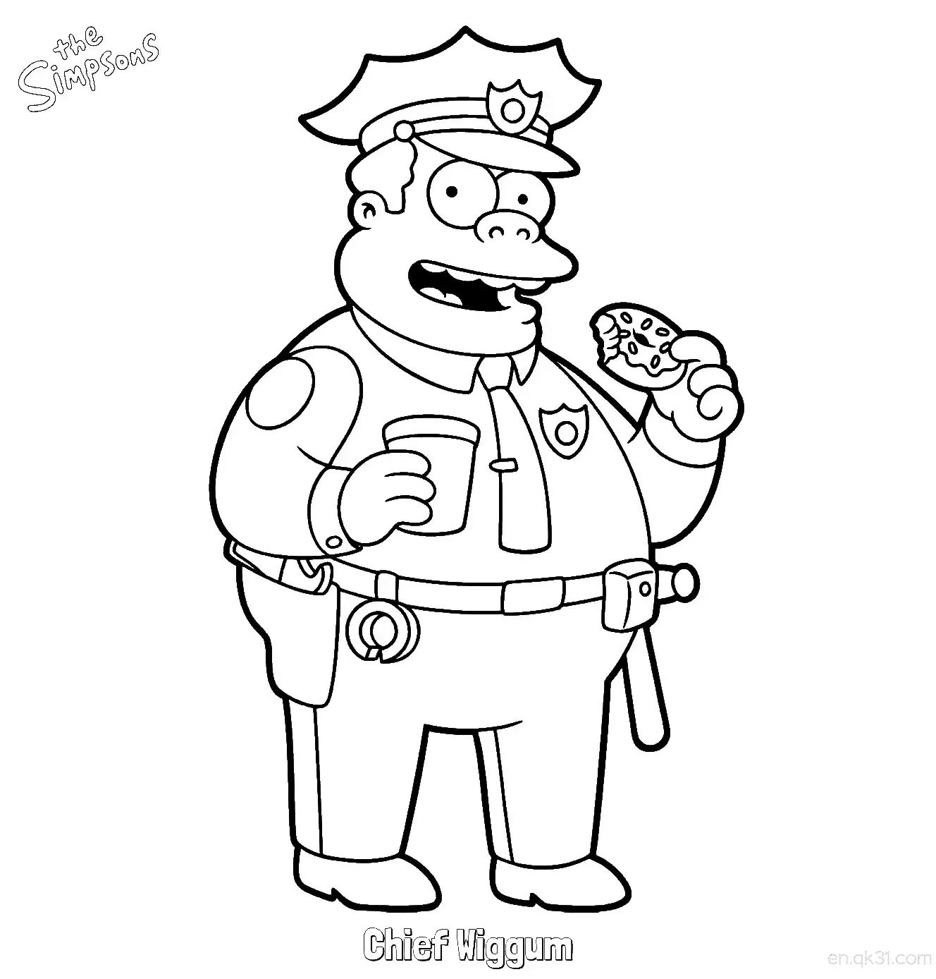 免费 警长威格姆简笔画 - 免费可打印辛普森一家简笔画 简笔画涂色页