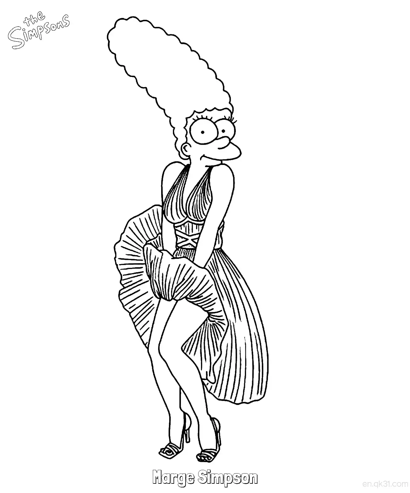 免费 玛琦·辛普森简笔画 - 免费可打印辛普森一家简笔画 简笔画涂色页