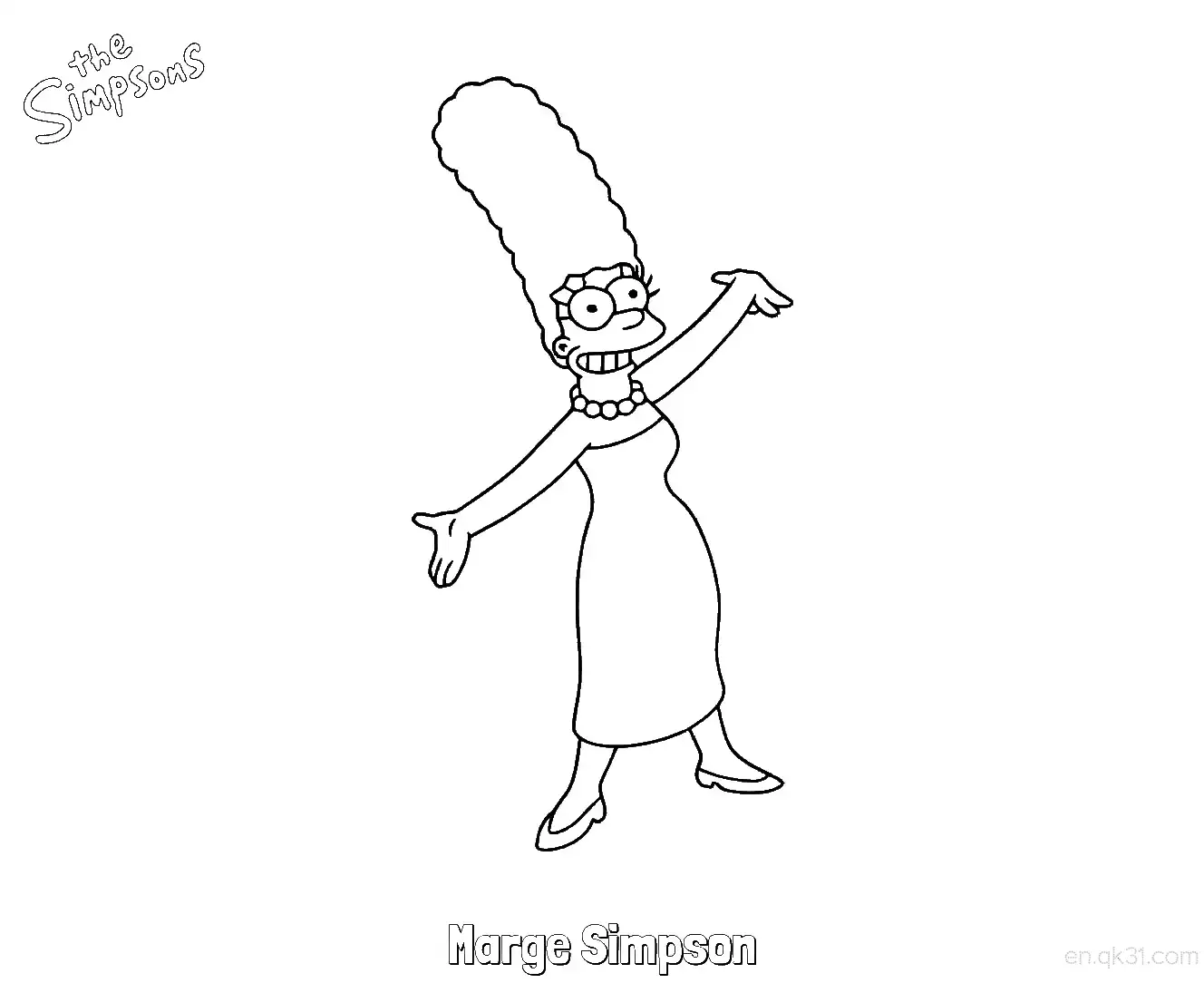 免费 玛琦·辛普森简笔画 - 免费可打印辛普森一家简笔画 简笔画涂色页