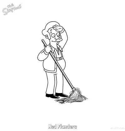 内德·弗兰德斯简笔画 - 免费可打印辛普森一家简笔画 – 免费可打印简笔画涂色画