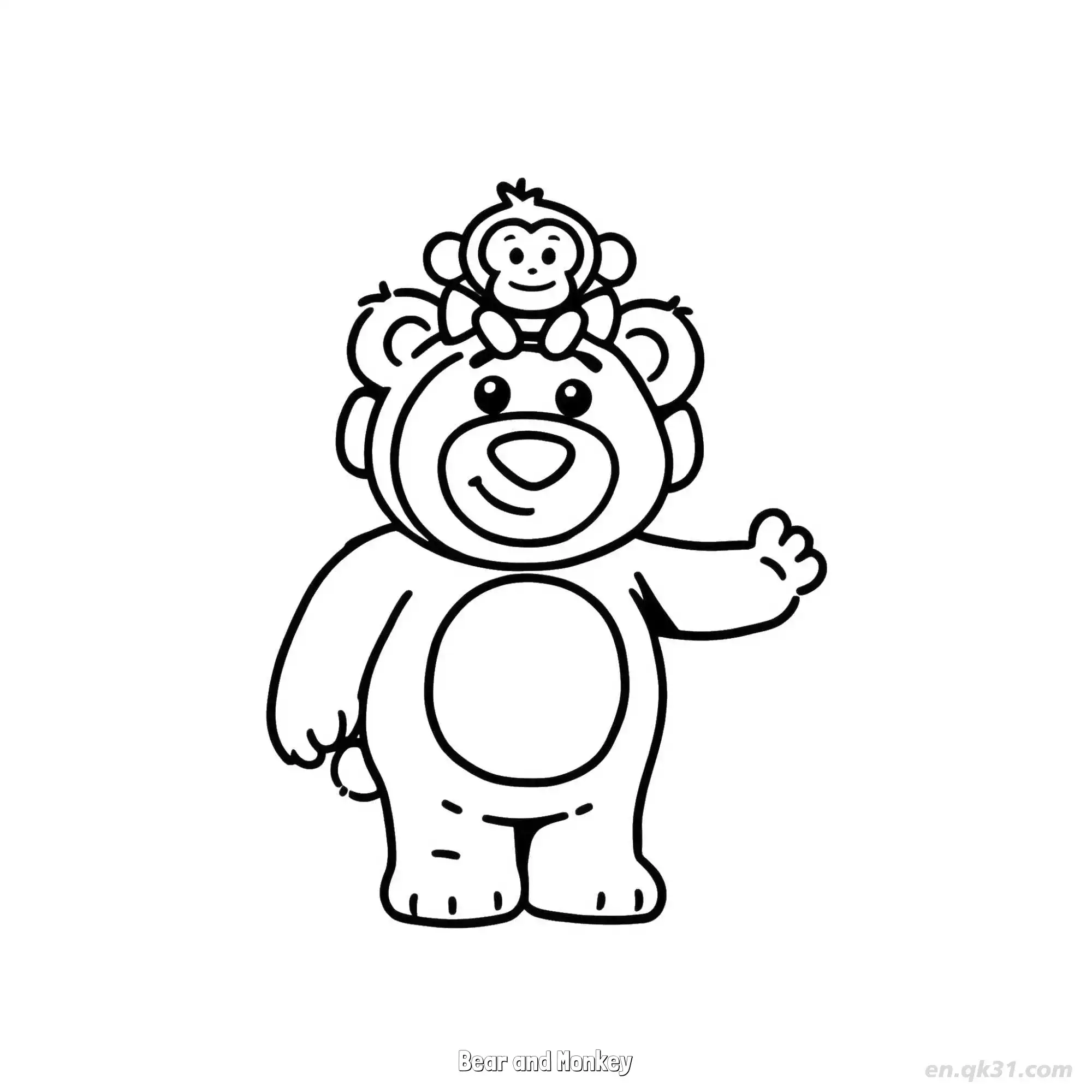 免费 玩具熊和猴子 简笔画 素描 涂鸦 - 免费可打印 玩具总动员简笔画 下载PDF 简笔画涂色页