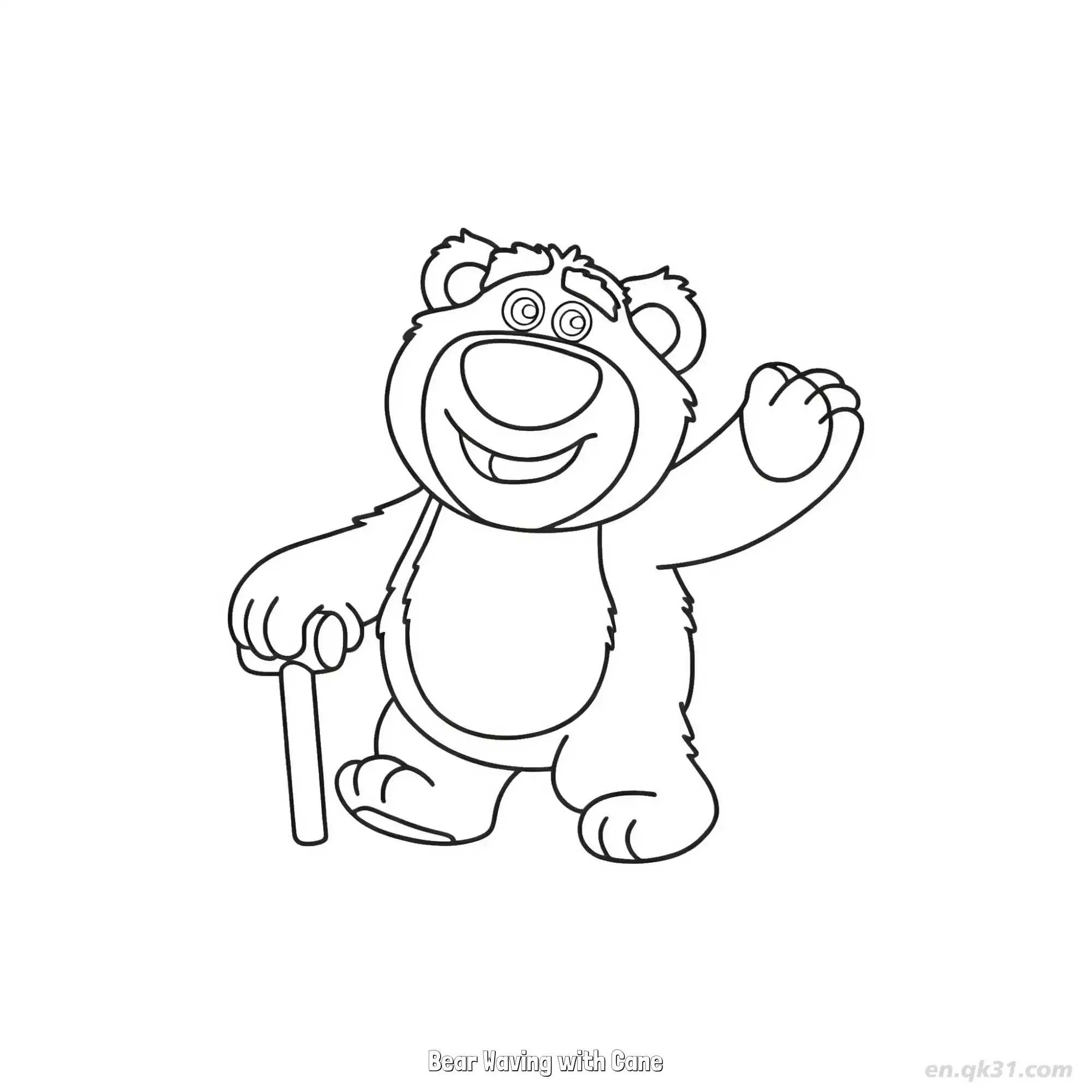 免费 挥手打招呼的玩具熊 简笔画 素描 涂鸦 - 免费可打印 玩具总动员简笔画 下载PDF 简笔画涂色页