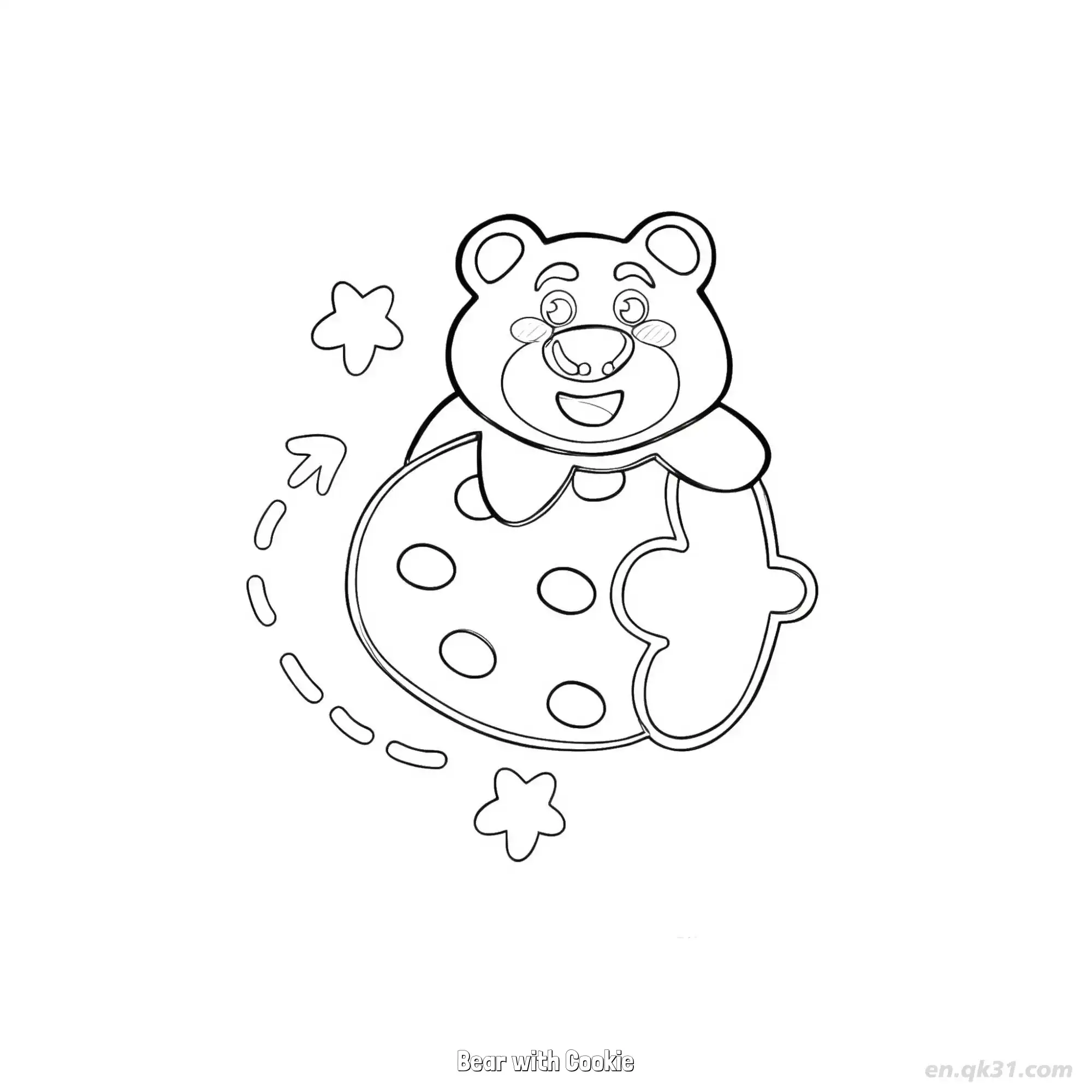 免费 拿着饼干的玩具熊 简笔画 素描 涂鸦 - 免费可打印 玩具总动员简笔画 下载PDF 简笔画涂色页