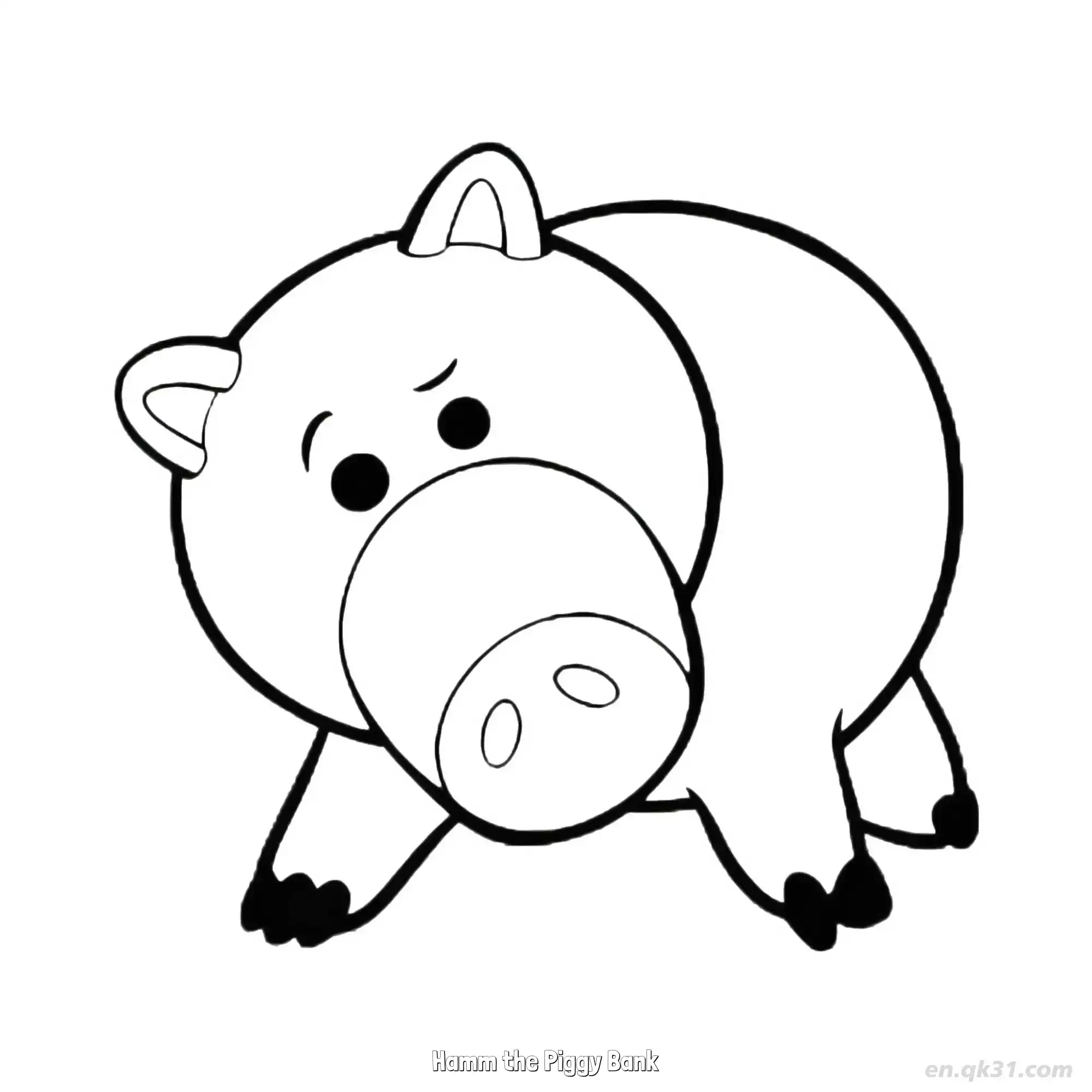 免费 小猪存钱罐火腿 简笔画 素描 涂鸦 - 免费可打印 玩具总动员简笔画 下载PDF 简笔画涂色页