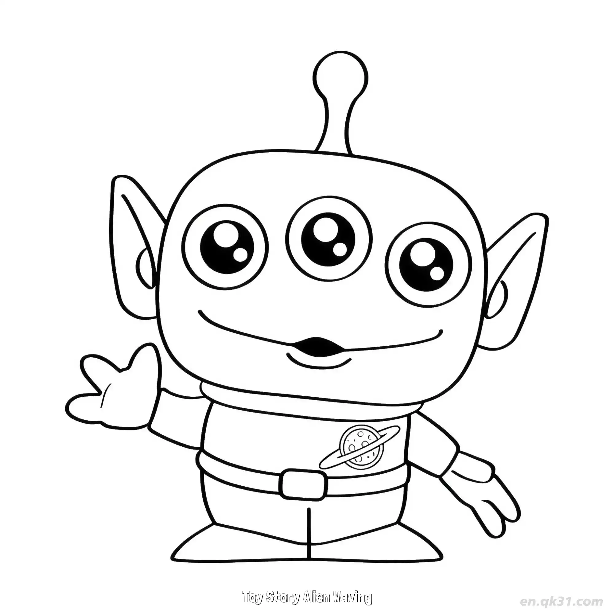 免费 挥手的外星人 2简笔画 素描 涂鸦 - 免费可打印 玩具总动员简笔画 下载PDF 简笔画涂色页