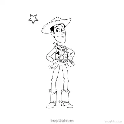 胡迪警长姿势 简笔画 素描 涂鸦 - 免费可打印 玩具总动员简笔画 下载PDF – 免费可打印简笔画涂色画