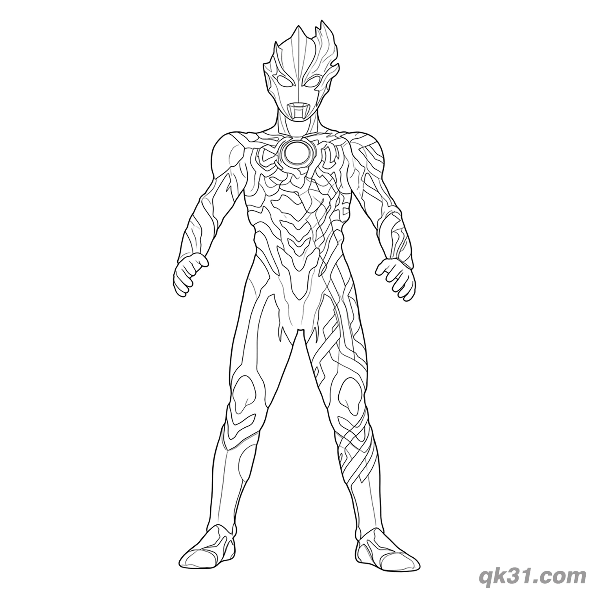 免费 布莱泽奥特曼基础正面站姿简笔画涂色页 简笔画涂色页