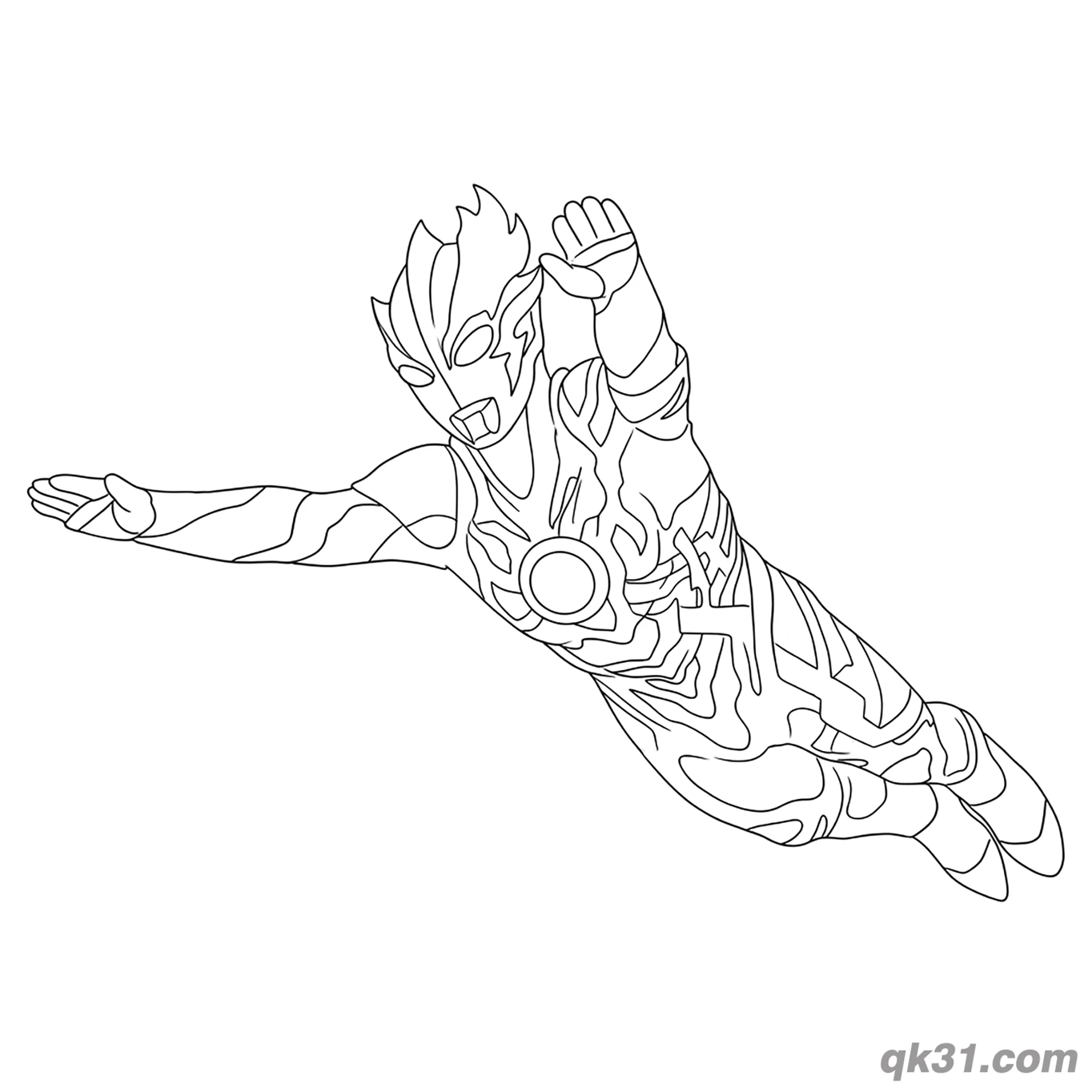 免费 布莱泽奥特曼俯冲光束释放姿势简笔画涂色页 简笔画涂色页
