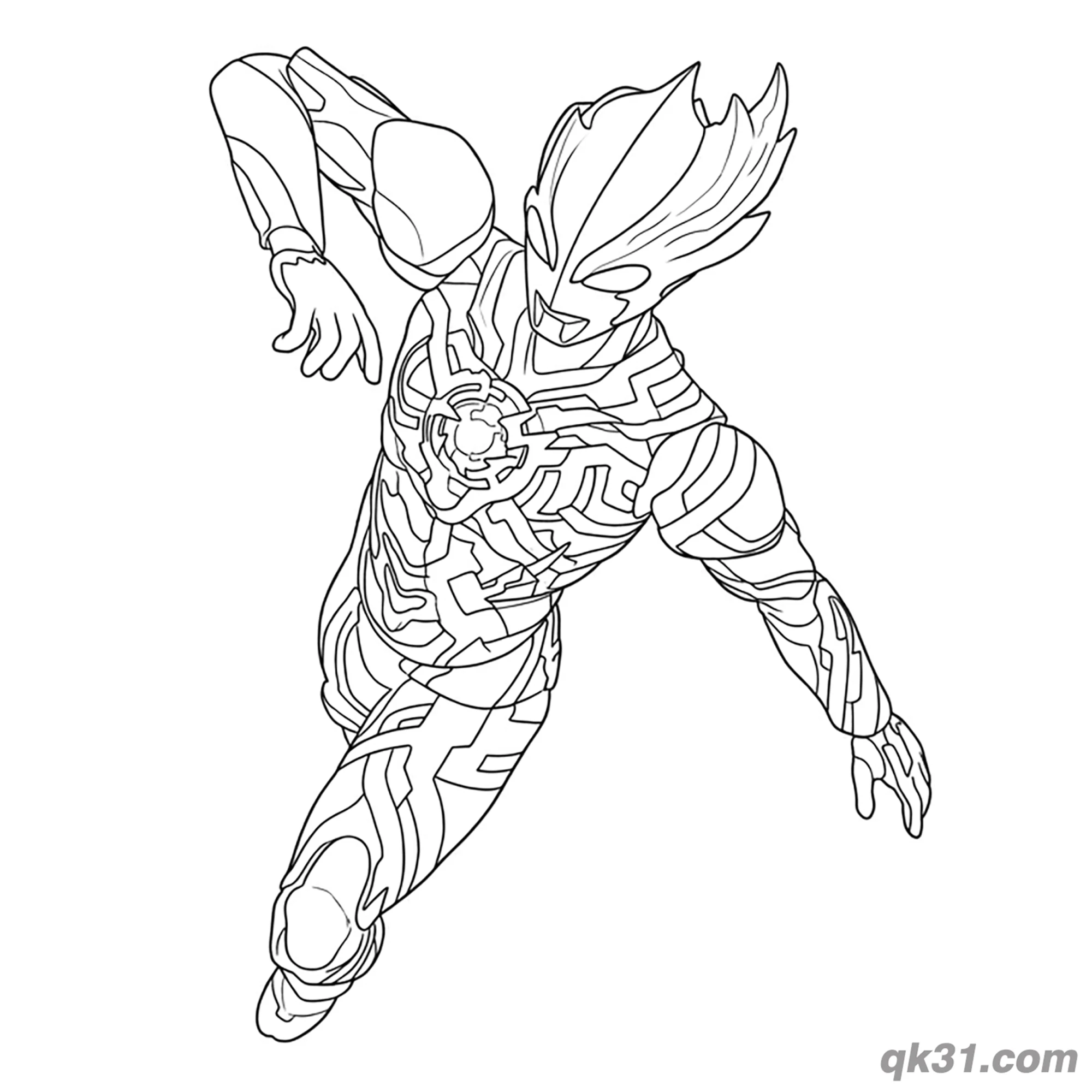 免费 布莱泽奥特曼空中飞行动作简笔画涂色页 简笔画涂色页