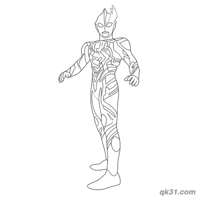 布莱泽奥特曼侧面放松站姿简笔画涂色页 – 免费可打印简笔画涂色画