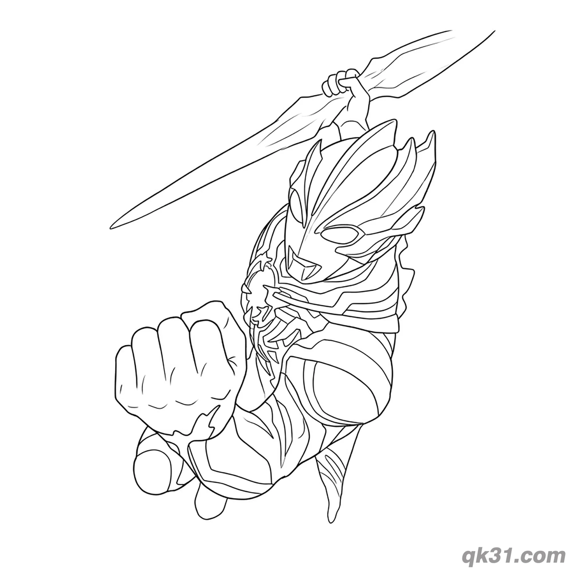 免费 布莱泽奥特曼剑术攻击姿势简笔画涂色页 简笔画涂色页