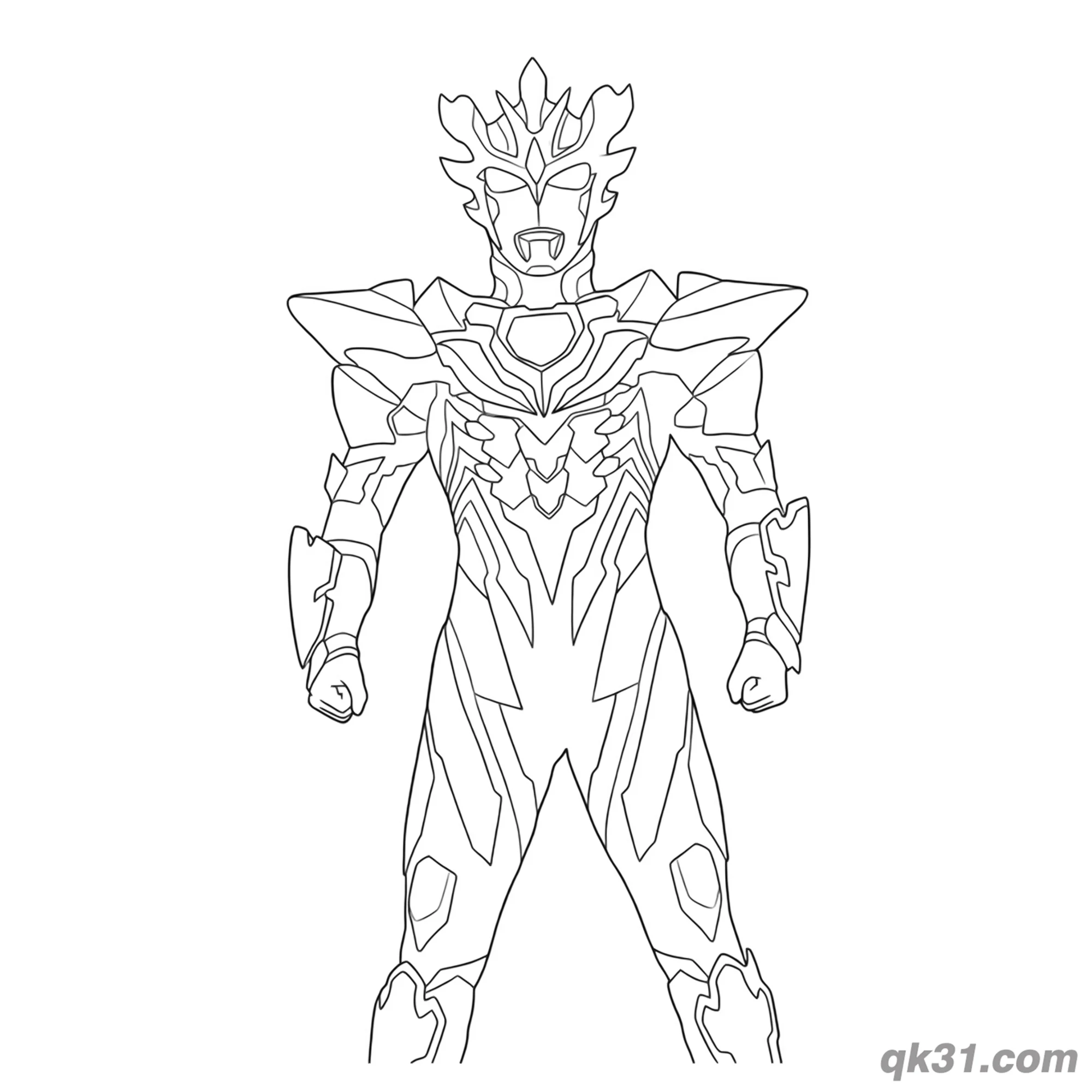 免费 泽塔奥特曼 德尔塔天爪形态 全装甲站立姿势 简笔画涂色页 简笔画涂色页