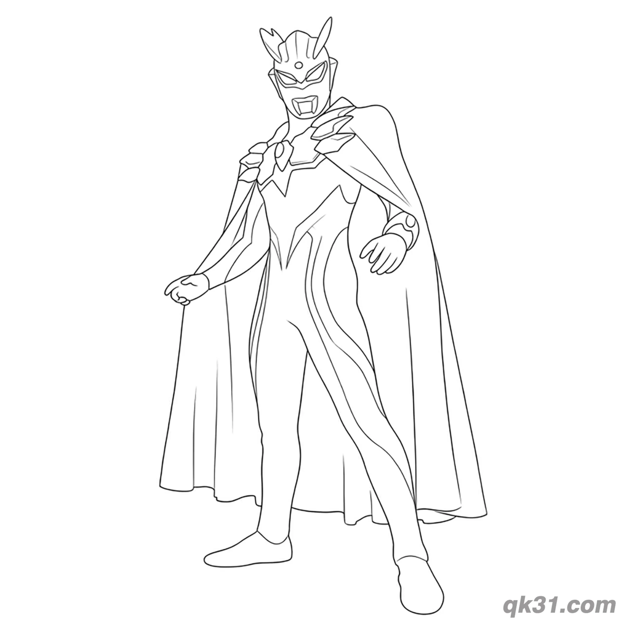 免费 赛罗奥特曼披风放松站立简笔画涂色页 简笔画涂色页