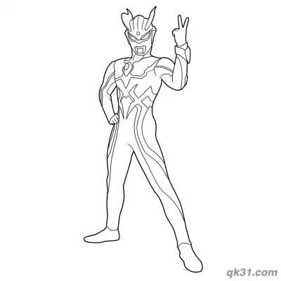 赛罗奥特曼叉腰胜利手势简笔画涂色页 – 免费可打印简笔画涂色画