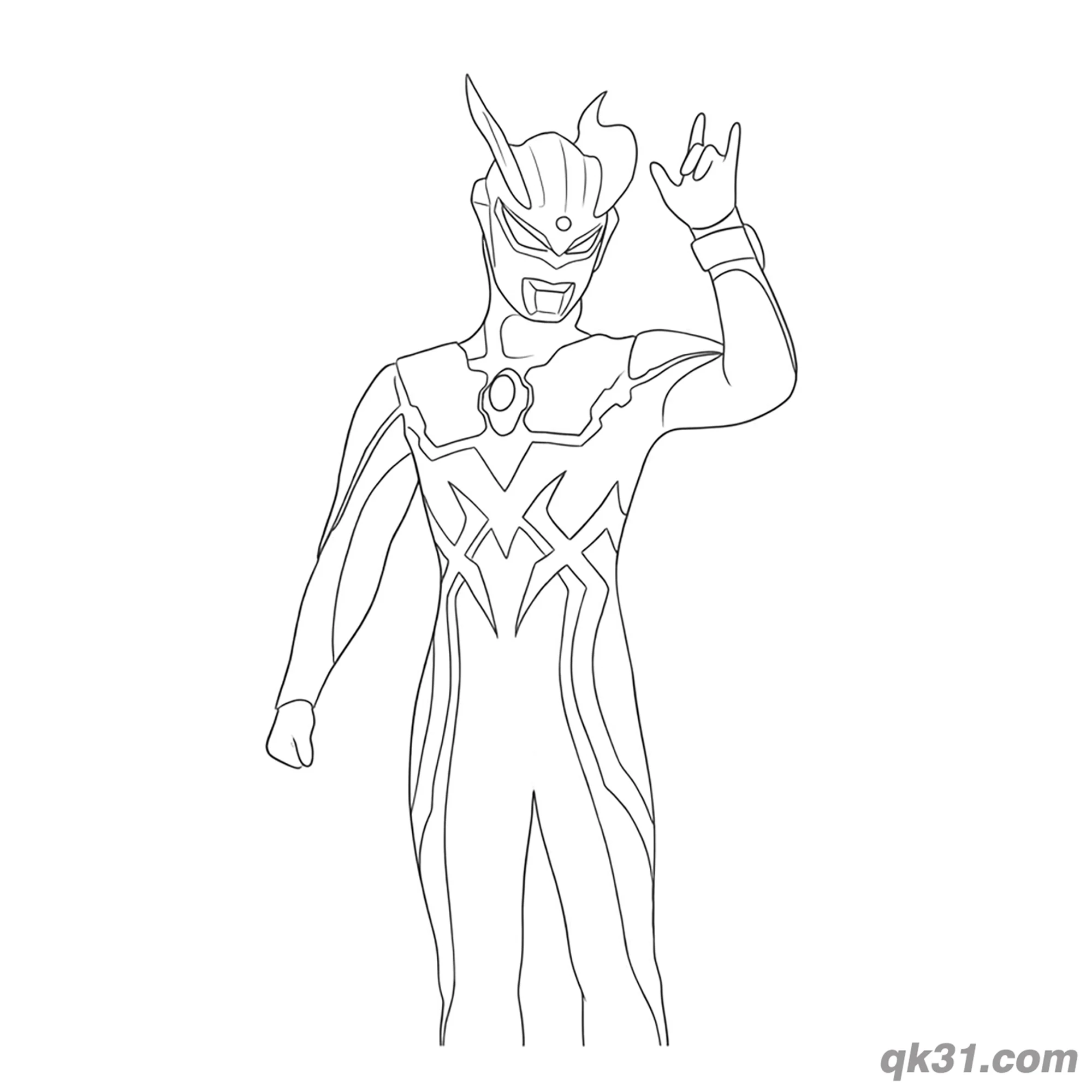 免费 赛罗奥特曼举手手势简笔画涂色页 简笔画涂色页