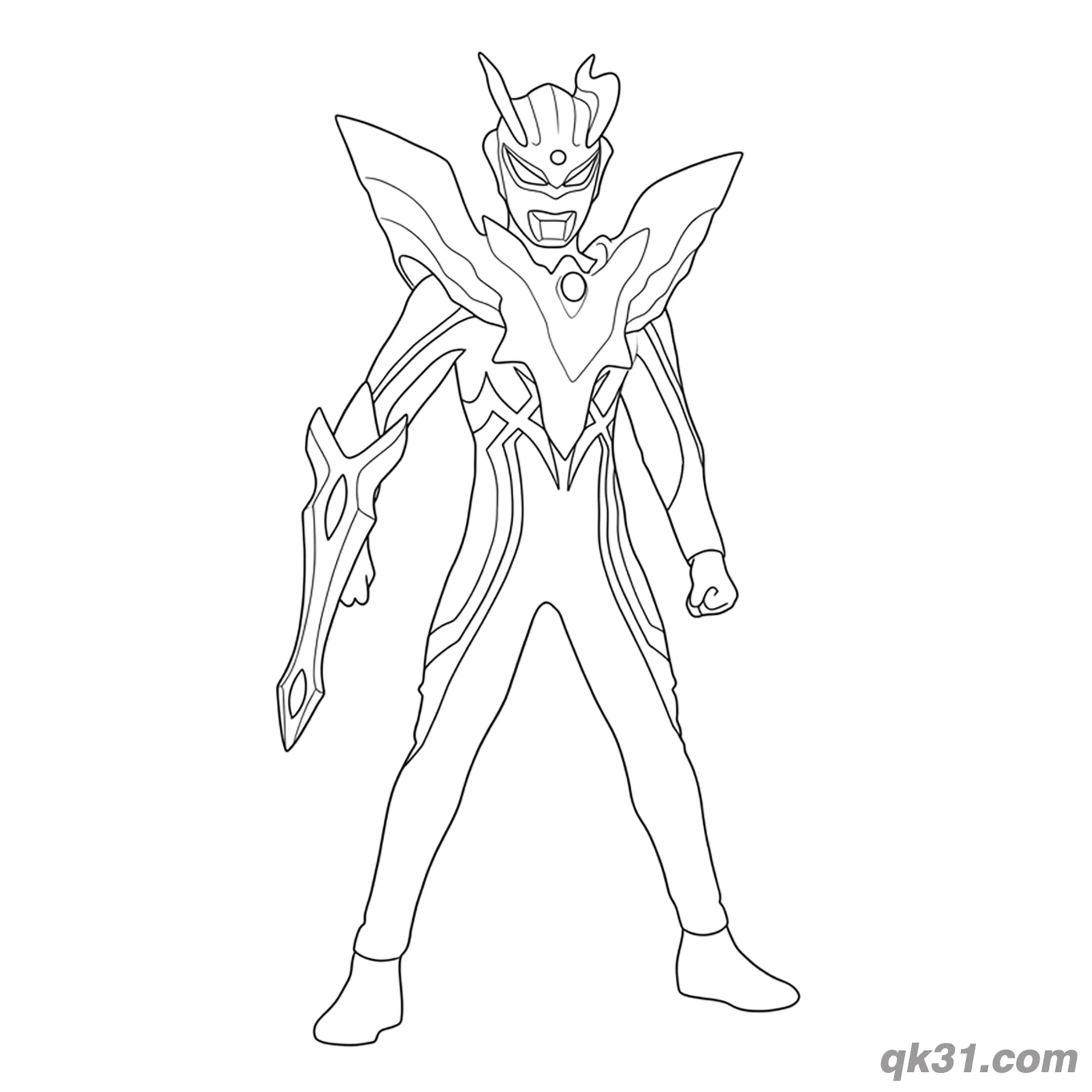 免费 赛罗奥特曼终极形态手持武器简笔画涂色页 简笔画涂色页