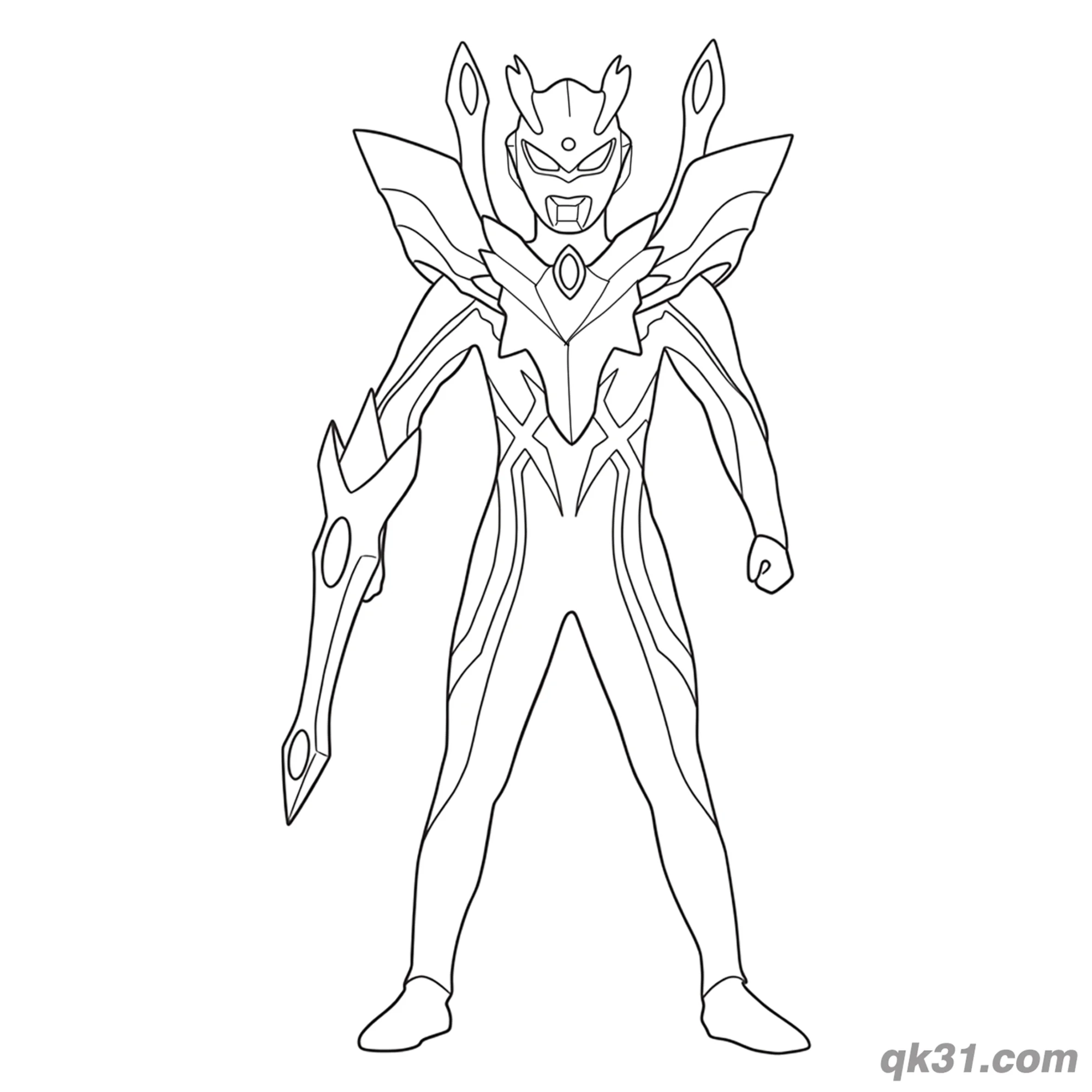 免费 赛罗奥特曼终极形态肩甲武器简笔画涂色页 简笔画涂色页