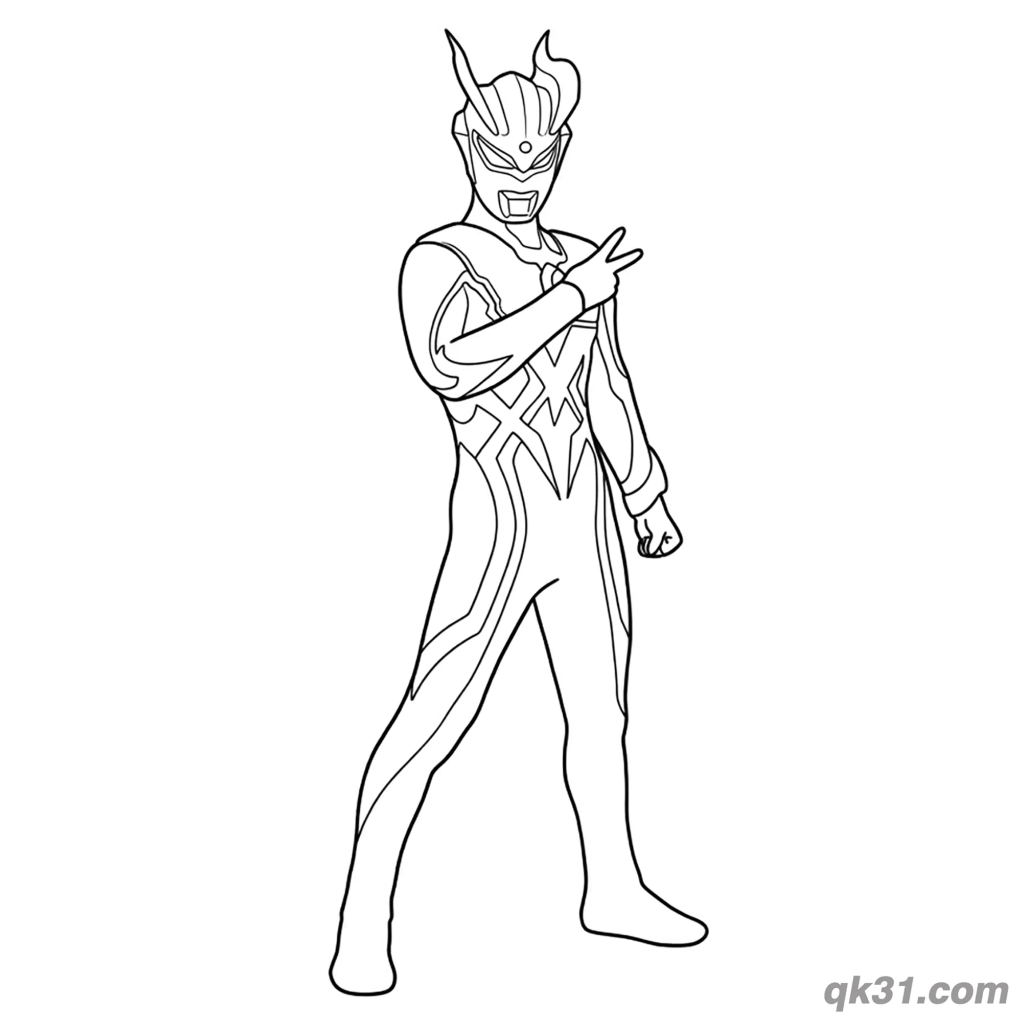 免费 赛罗奥特曼胜利手势简笔画涂色页 简笔画涂色页