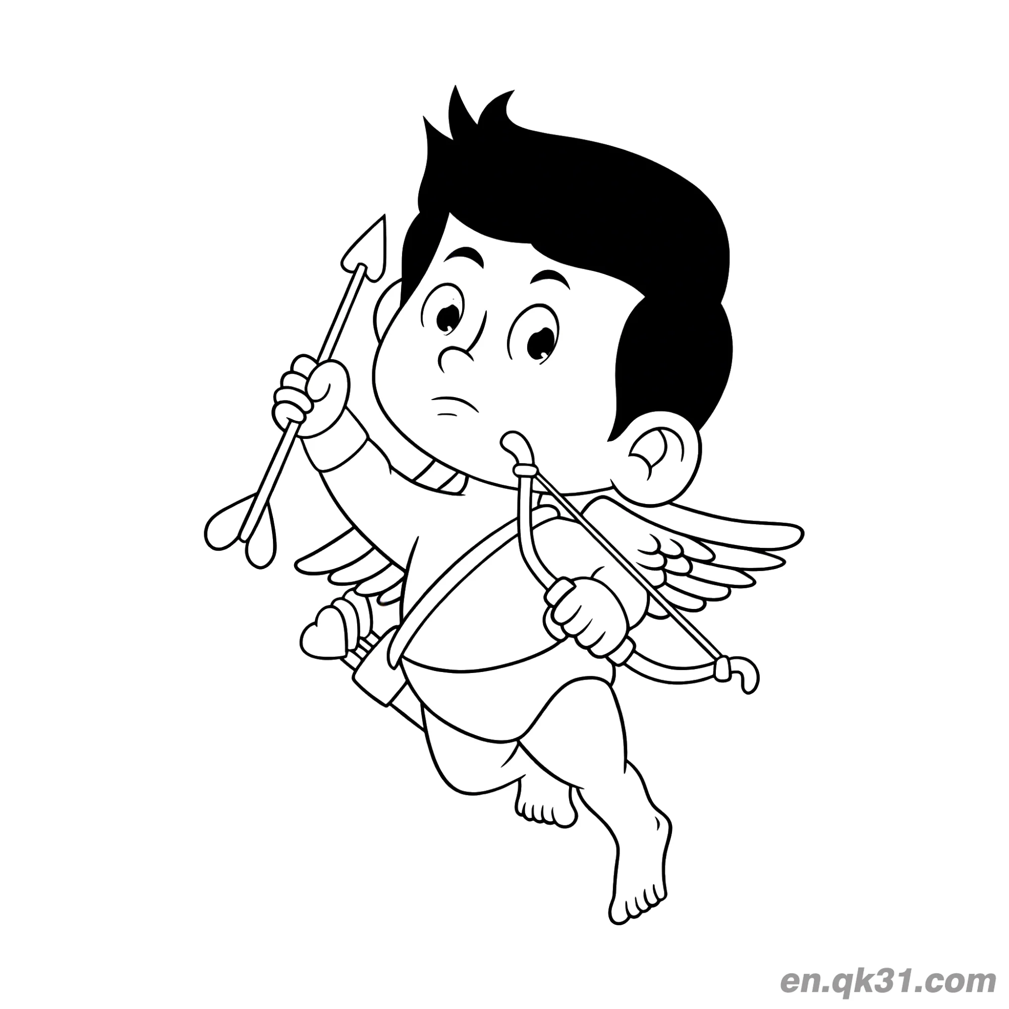 免费 爱心云朵上的小猫情人节涂色页 简笔画涂色页