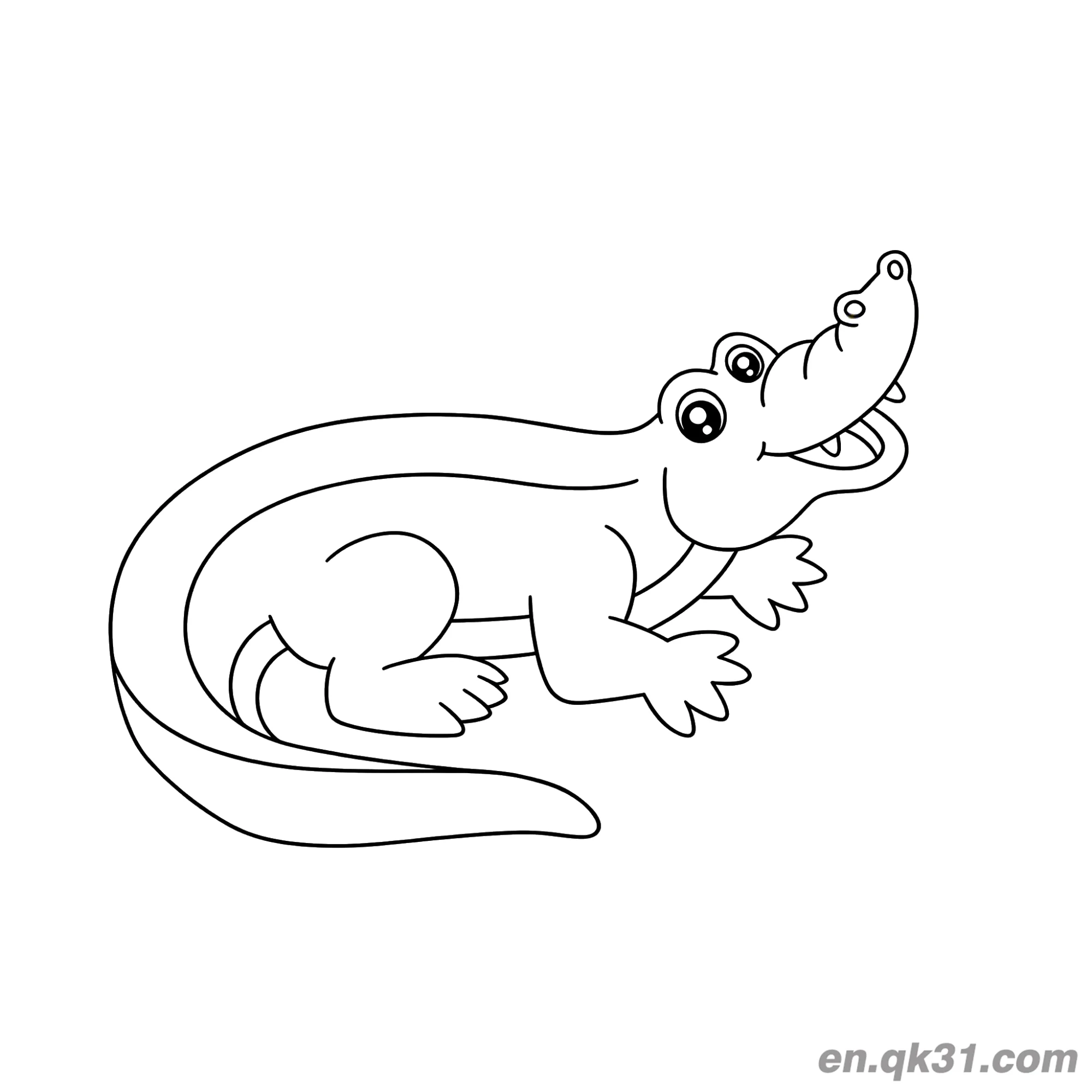 免费 爬行仰望的鳄鱼简笔画涂色页 简笔画涂色页