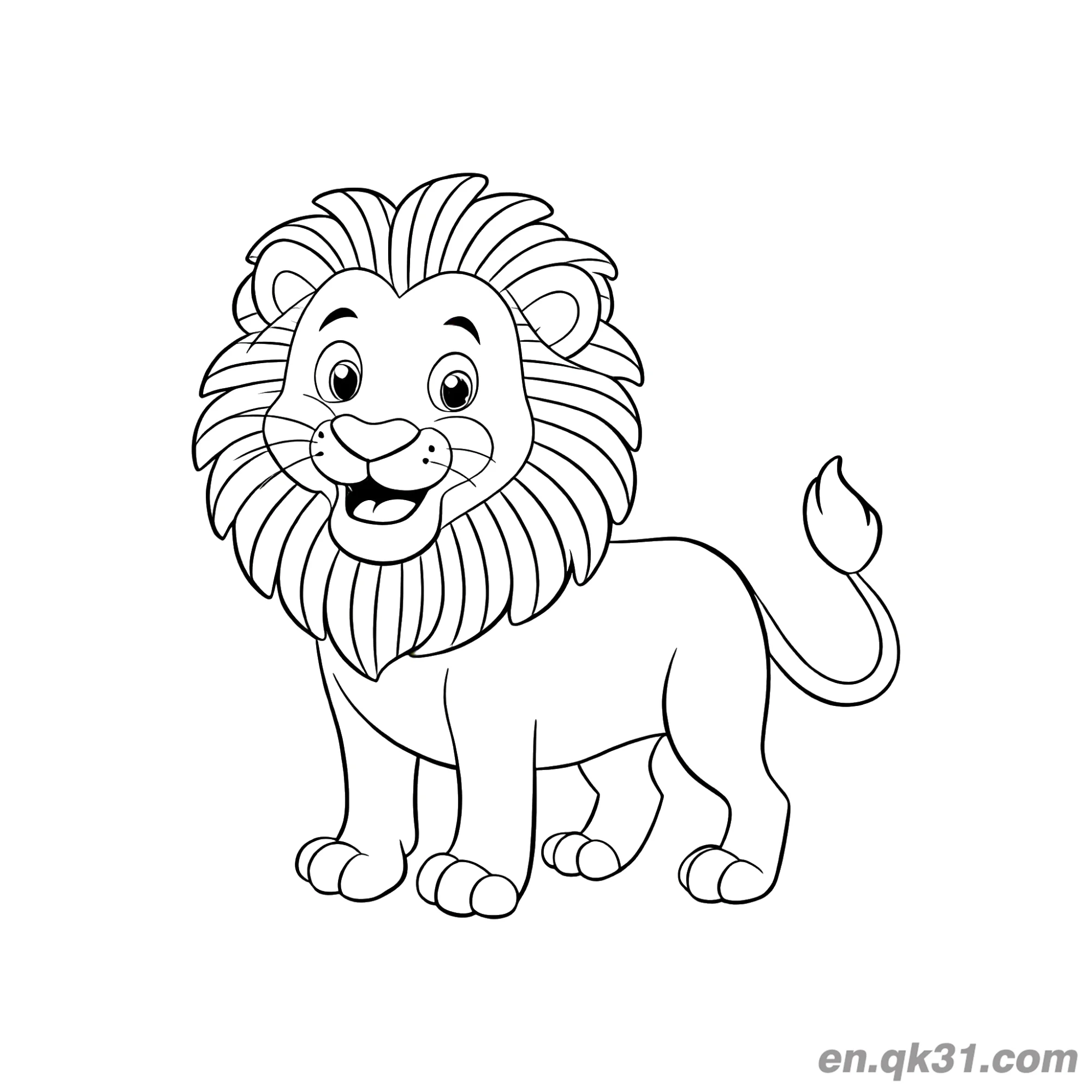 免费 分层鬃毛卡通狮子简笔画涂色页 简笔画涂色页