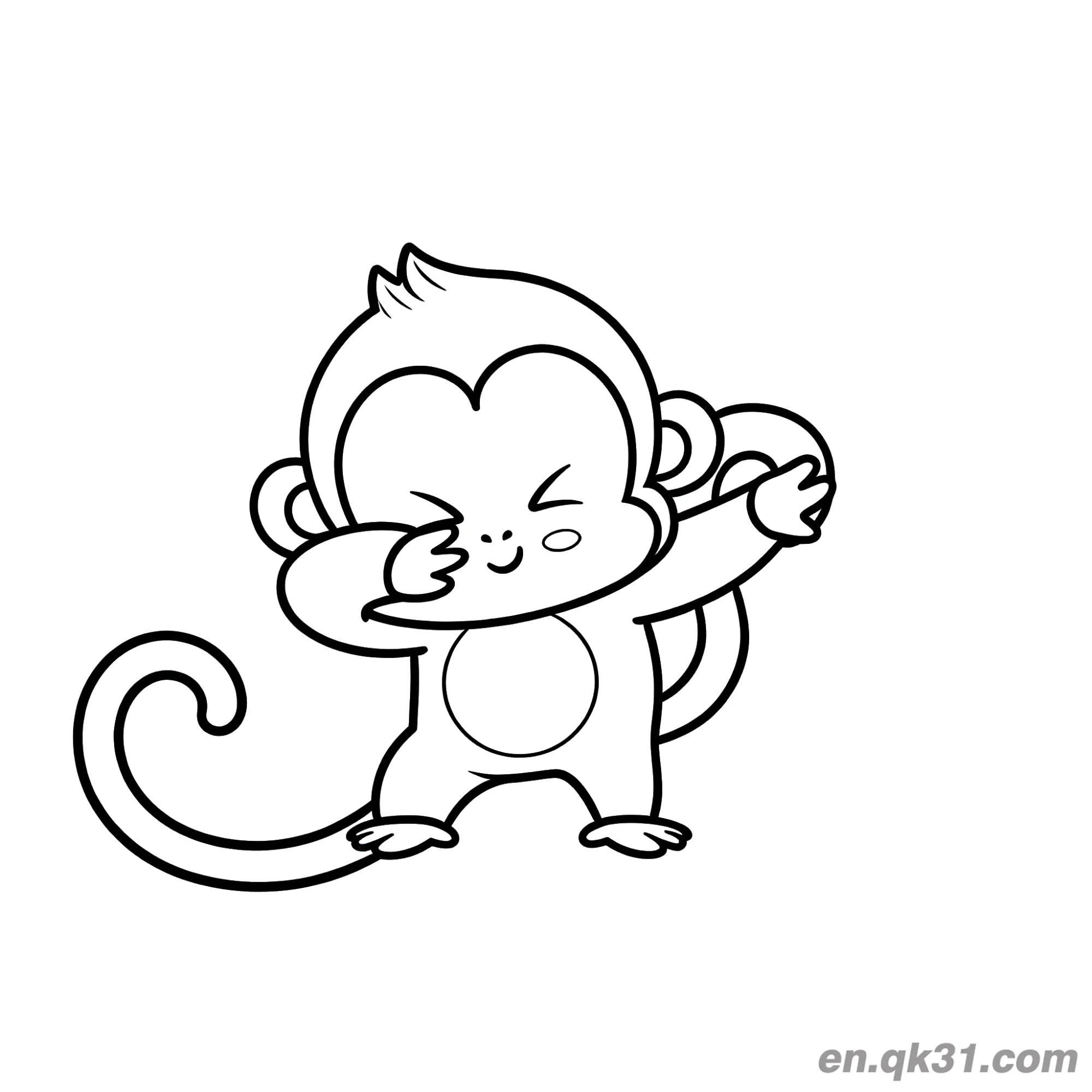 免费 可爱小猴子摆酷姿势简笔画涂色页 简笔画涂色页