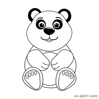 经典卡通熊猫坐着微笑简笔画涂色页 – 免费可打印简笔画涂色画
