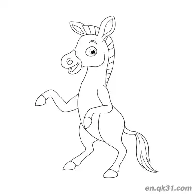 没有条纹的卡通斑马站着简笔画涂色页 – 免费可打印简笔画涂色画