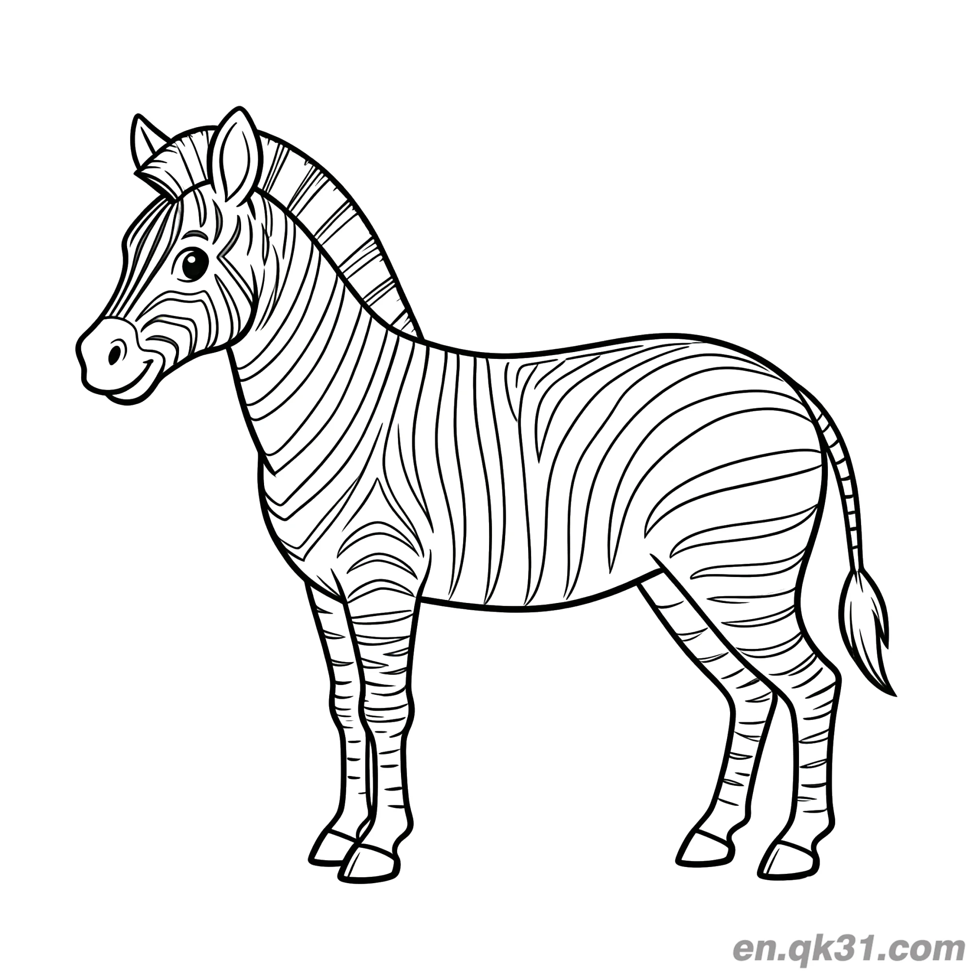 免费 侧身站立的斑点斑马简笔画涂色页 简笔画涂色页