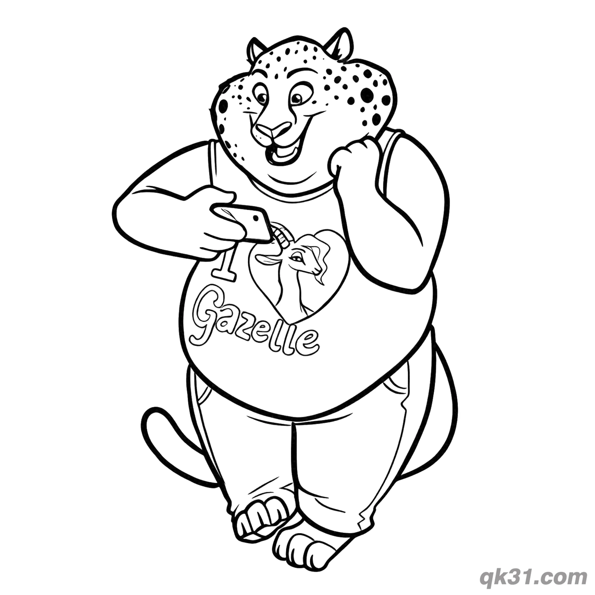免费 本杰明·爪霍瑟瞪羚粉丝T恤简笔画涂色页 简笔画涂色页