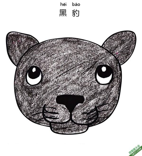 如何给孩子画黑豹脸Draw a Black Panther Face简笔画