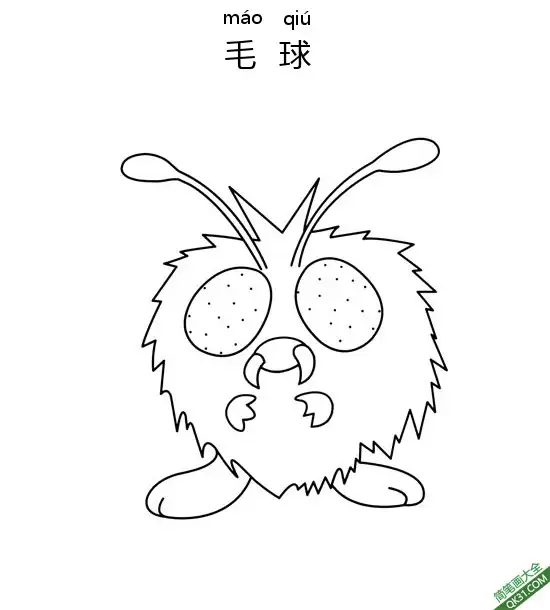 免费 毛球 コンパン  Venonat宝可梦 简笔画涂色页