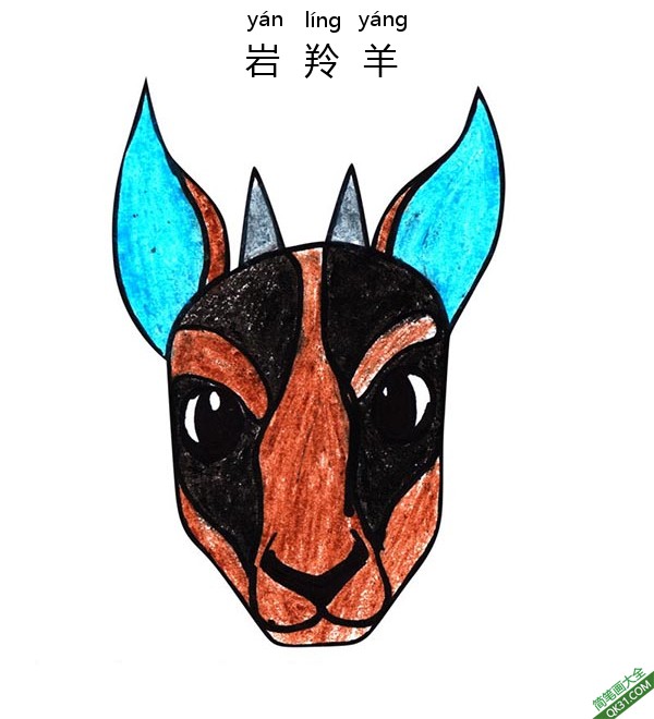 如何给孩子画岩羚羊脸Chamois Face简笔画