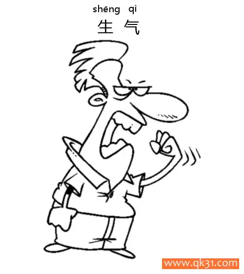 生气-angry简笔画涂色画 – 为儿童和成人提供的免费可打印简笔画涂色画