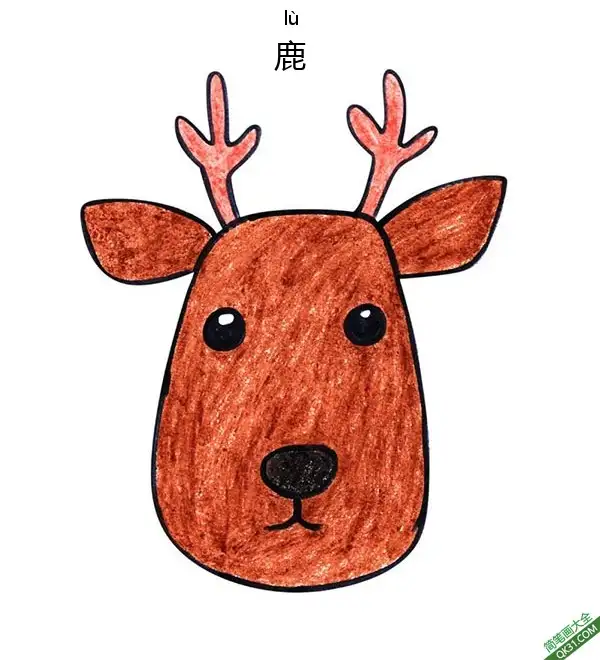 免费 如何给孩子画鹿脸Deer Face 简笔画涂色页
