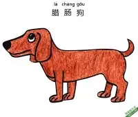 怎样教孩子们一步步画一个 卡通 腊肠狗Dachshund Dog – 免费可打印简笔画涂色画