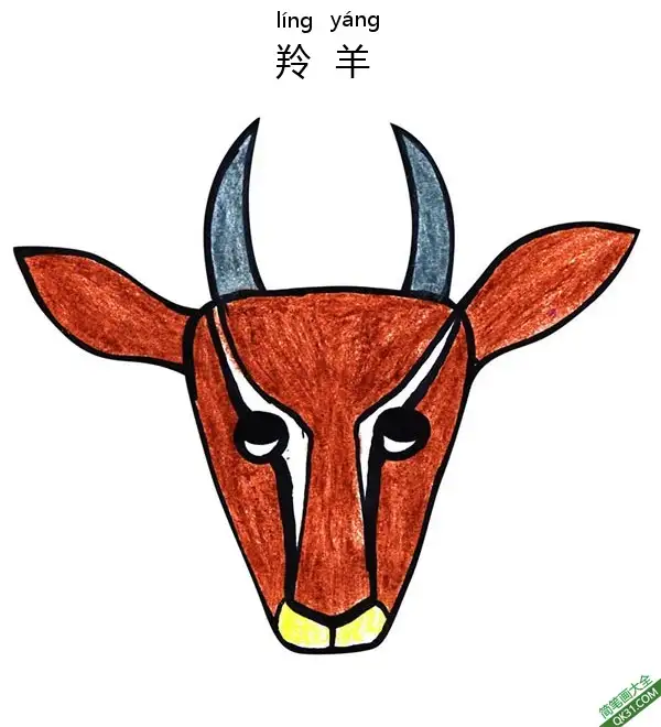 如何给孩子画羚羊脸Gazelle Face简笔画涂色画 – 为儿童和成人提供的免费可打印简笔画涂色画