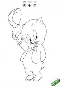 猪小弟 Porky Pig – 免费可打印简笔画涂色画