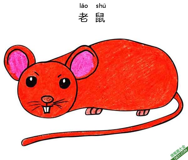 怎样教孩子们一步步画一个 卡通老鼠Dormouse简笔画