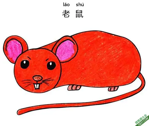 免费 怎样教孩子们一步步画一个 卡通老鼠Dormouse 简笔画涂色页