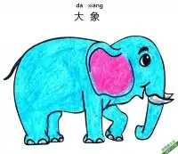 怎样教孩子们一步步画一个卡通大象Cartoon Elephant – 免费可打印简笔画涂色画