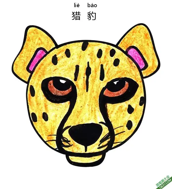如何给孩子画一张猎豹脸Cheetah Face简笔画涂色画 – 为儿童和成人提供的免费可打印简笔画涂色画