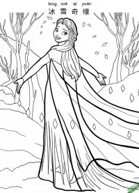 Frozen Coloring Pages Elsa 艾莎 冰雪奇缘 – 免费可打印简笔画涂色画